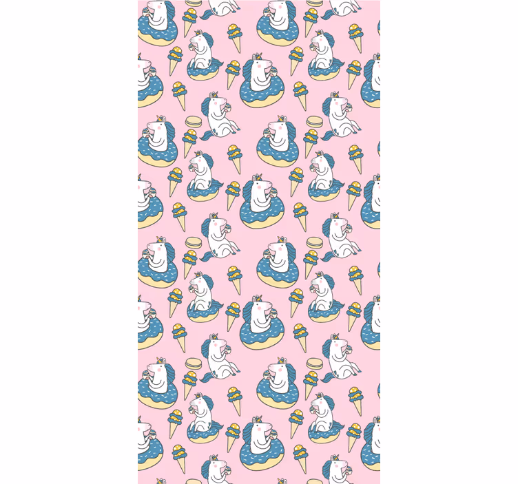 Children room roller blind with pink unicorns and ice cream - TenStickers