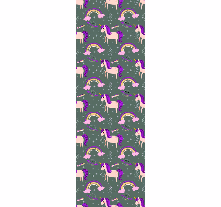Children room roller blind with pink and green unicorns - TenStickers