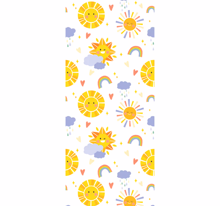 Children room roller blind with pastel rainbows and clouds - TenStickers