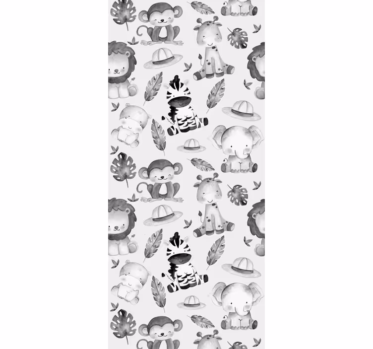 Children room roller blind gray zoo animals - TenStickers