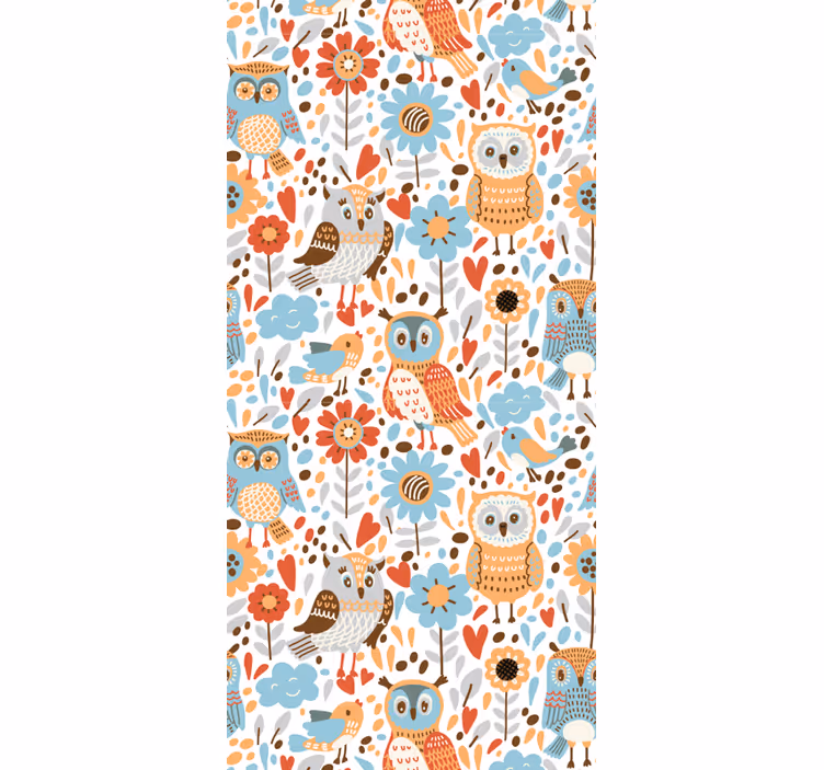 Children room roller blind colorful owls with flowers - TenStickers