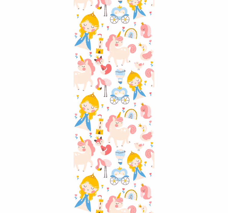 Children room roller blind with cartoon princes and unicorn - TenStickers