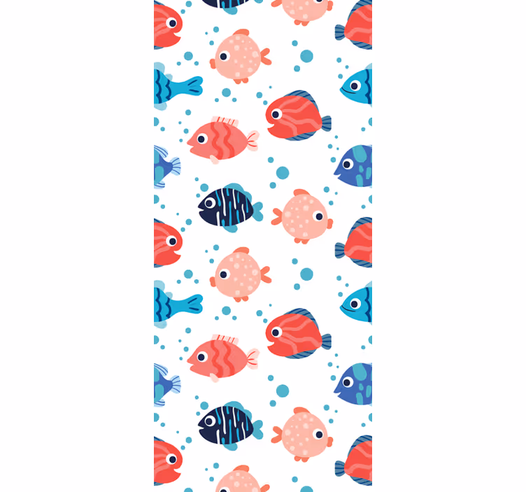 Children room roller blind with pink and blue fish - TenStickers