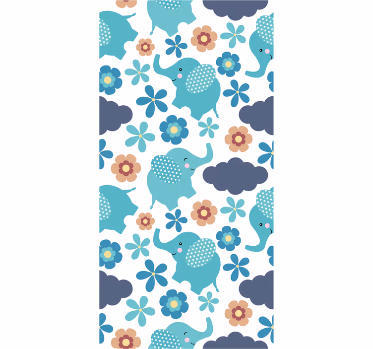 Children room roller blind elephants and flowers - TenStickers