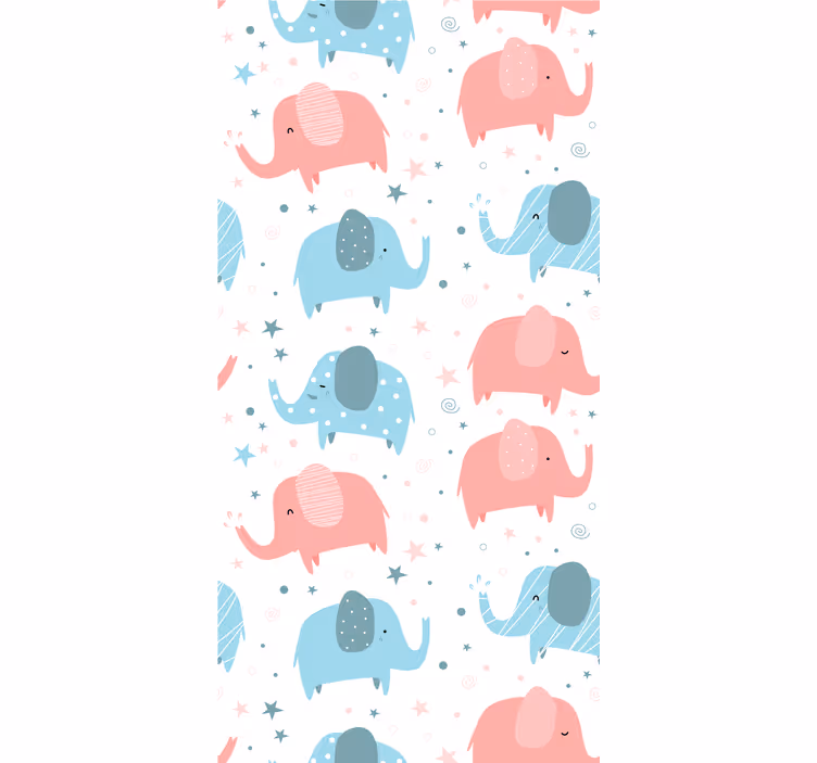 Children room roller blind elephant in pink and blue - TenStickers