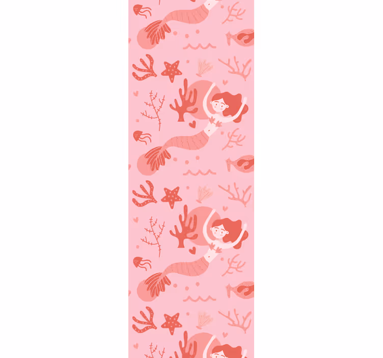 Children room roller blind mermaid pink wave and smile - TenStickers