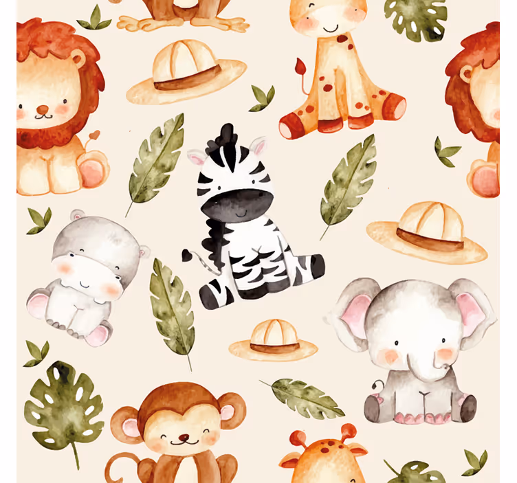 Children room roller blind beige safari pattern - TenStickers