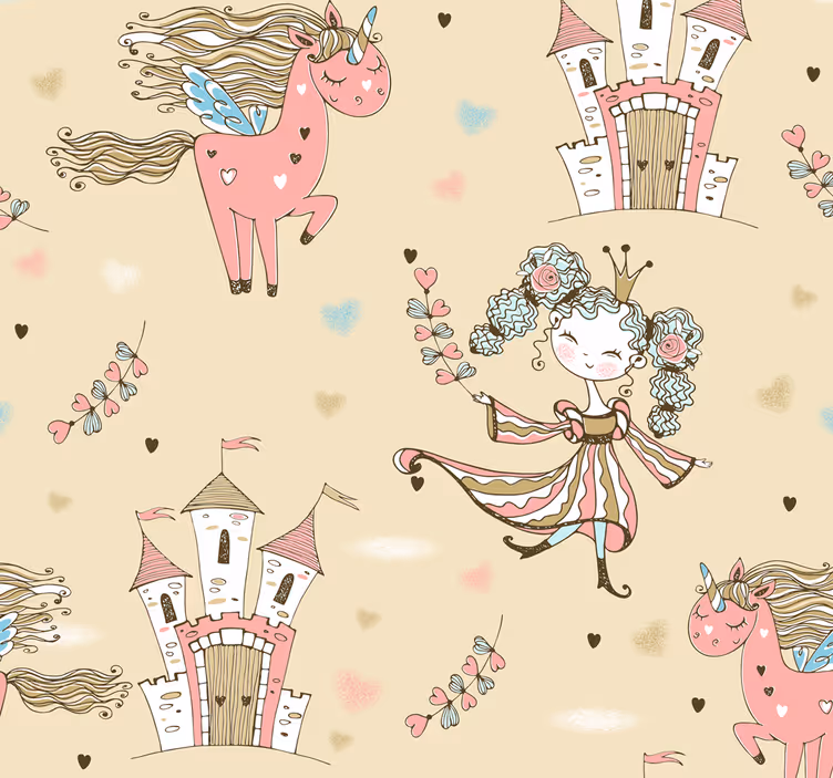 Children room roller blind unicorn castle and princess - TenStickers