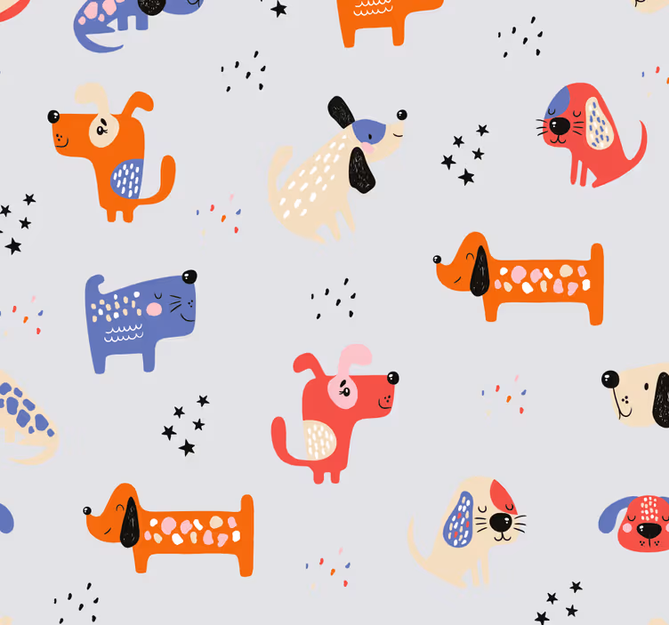 Children room roller blind illustrated dogs - TenStickers