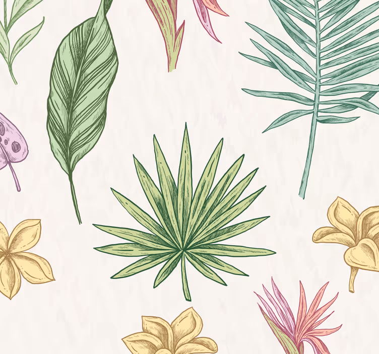 Flowers and palm trees children room roller blind - TenStickers
