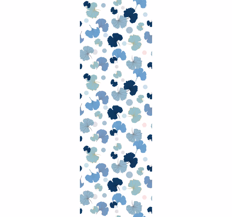 Office roller blind with blue ginkgo leaf design - TenStickers