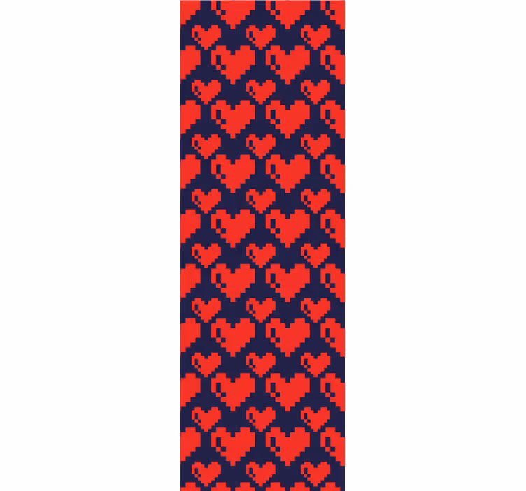 Teenage bedroom roller blind geometric red hearts navy - TenStickers