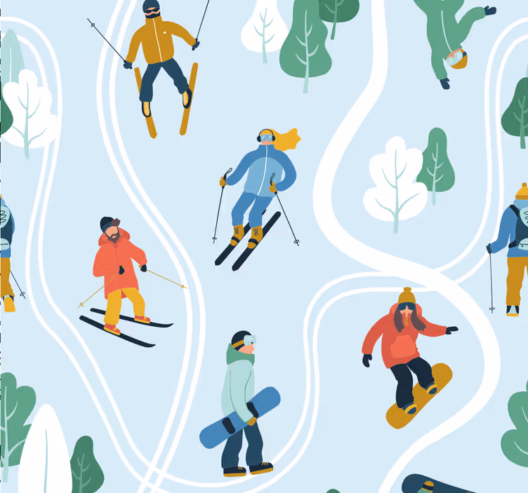 Teenage bedroom roller blind blue skiing design - TenStickers