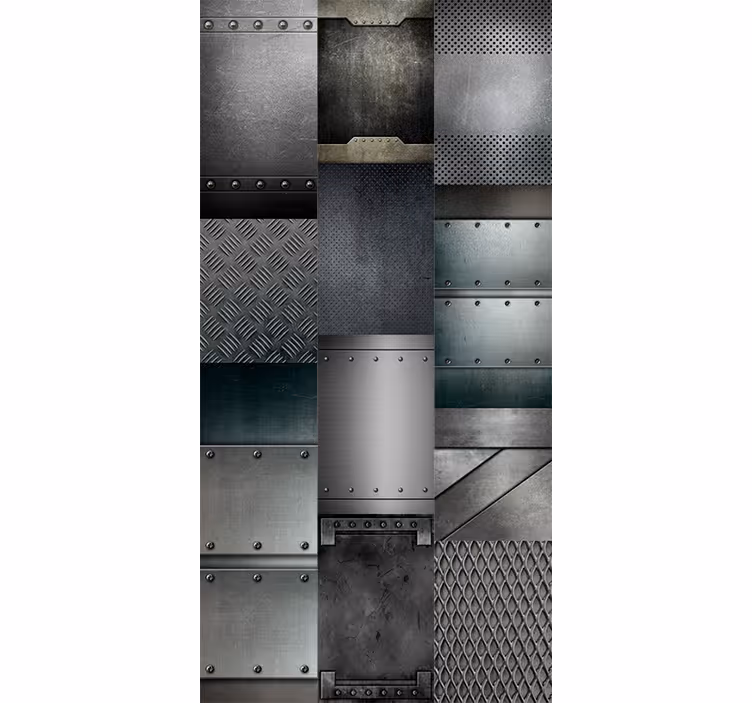 Modern roller blind metal black blocks pattern - TenStickers