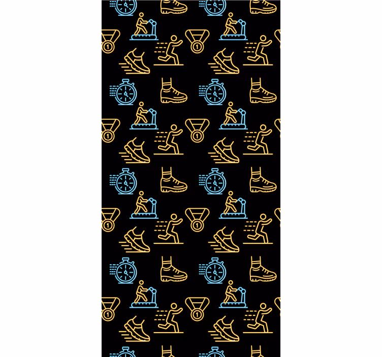 Modern roller blind with neon vector icons on black - TenStickers