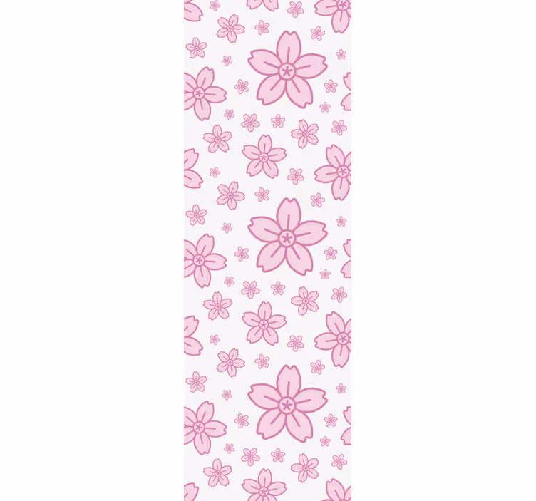 Modern roller blind with pink cute flowers on white - TenStickers