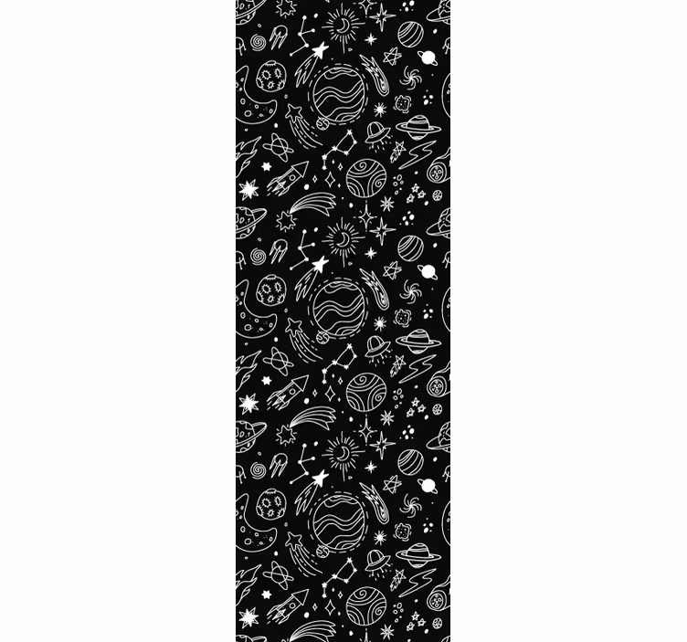 Modern roller blind with cosmic black and white art - TenStickers