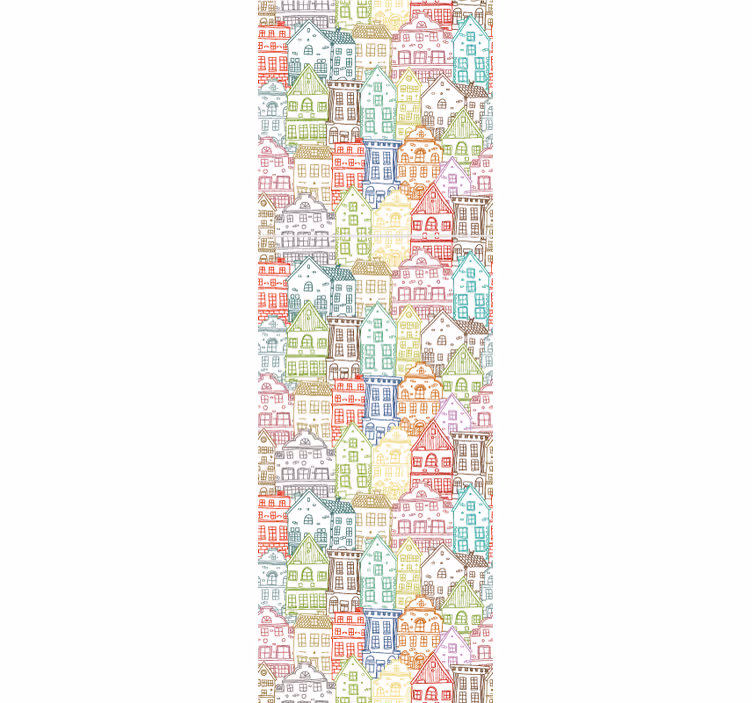 Modern roller blind with hand-drawn houses pattern - TenStickers