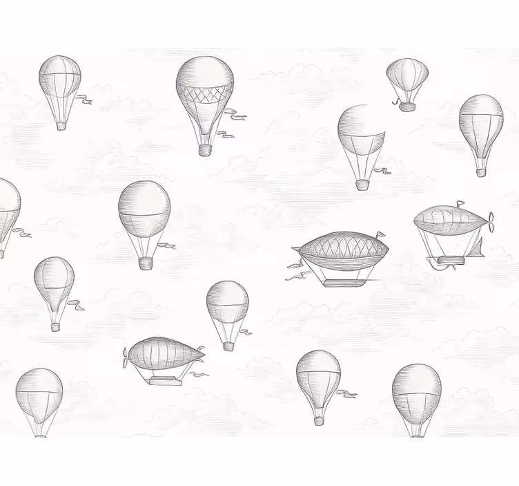Gray roller blind vintage skies and airships - TenStickers
