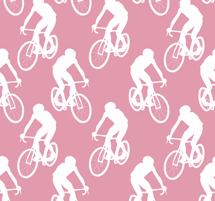 Pink roller blind with white bicycle pattern - TenStickers