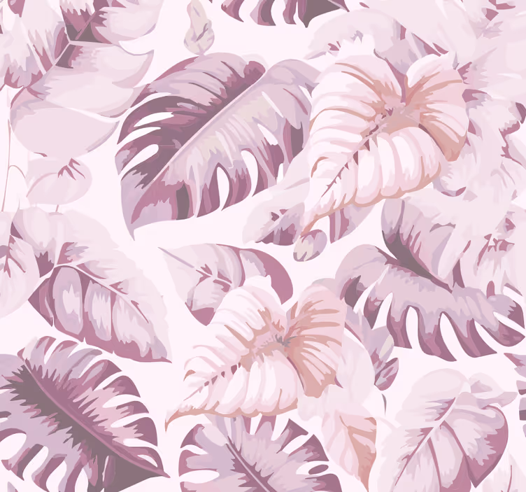 Pink roller blind with large tropical leaves - TenStickers
