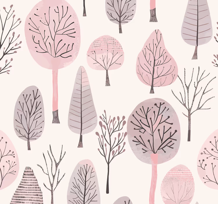 Pink roller blind with nordic trees design - TenStickers