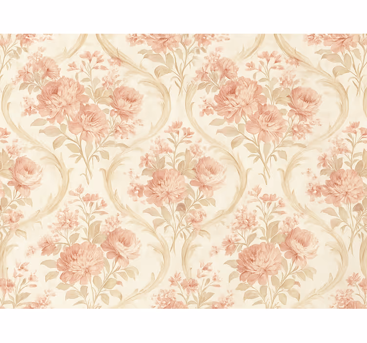 Pink roller blind with vintage light washed floral design - TenStickers