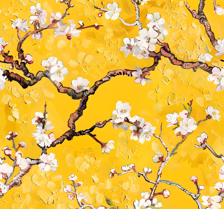 Yellow roller blind with floral spring design - TenStickers
