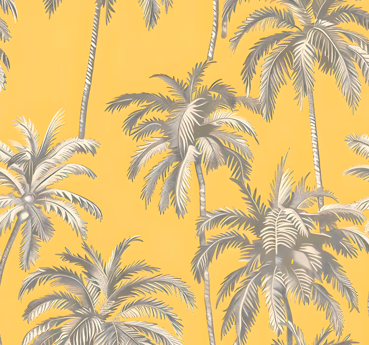 Yellow roller blind with palm tree design - TenStickers