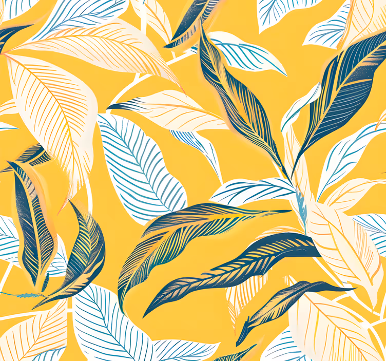 Yellow roller blind with mediterranean flora design - TenStickers