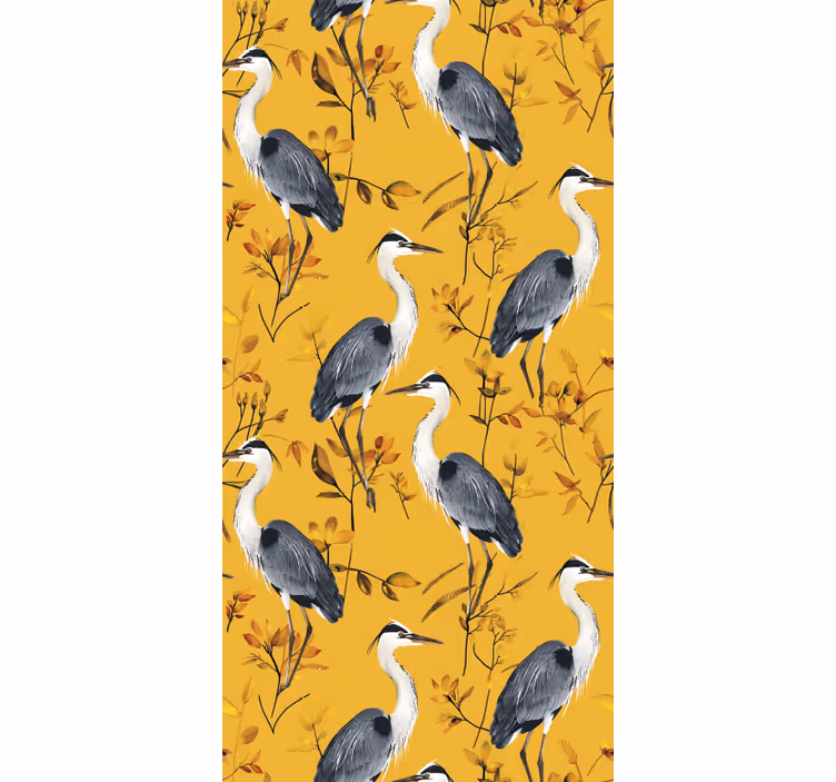 Yellow roller blind herons pattern - TenStickers