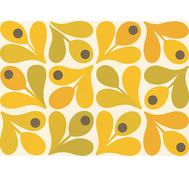Yellow roller blind retro yellow patterns - TenStickers
