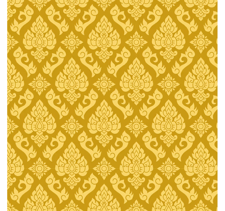 Yellow roller blind with detailed floral design - TenStickers