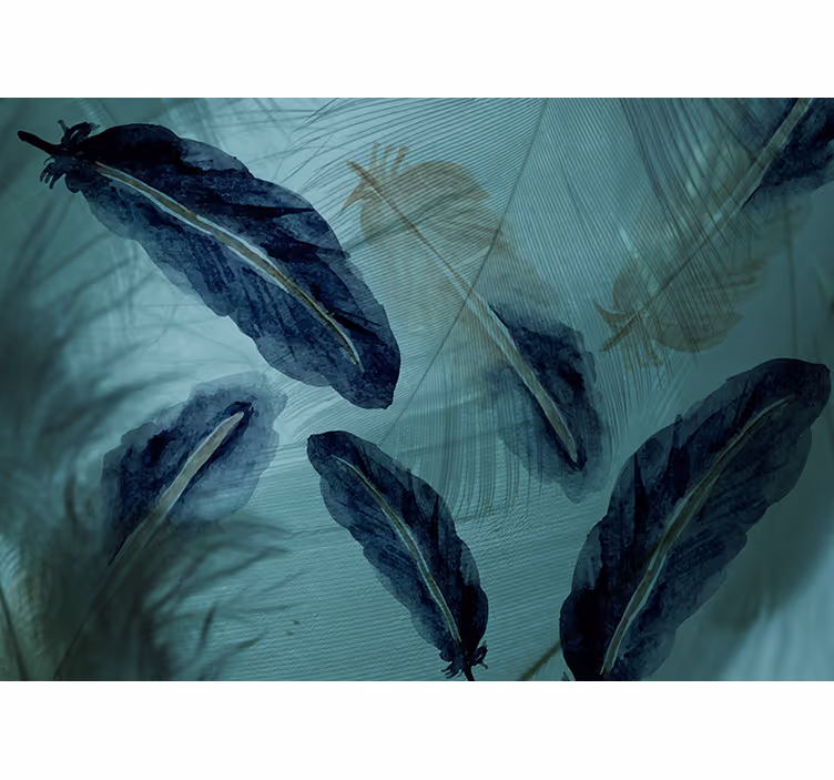 Kitchen roller blind watercolor feather design - TenStickers
