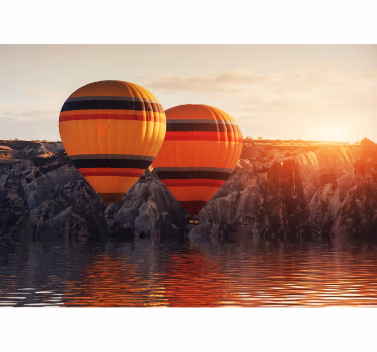 Kitchen roller blind with air balloons over lake - TenStickers