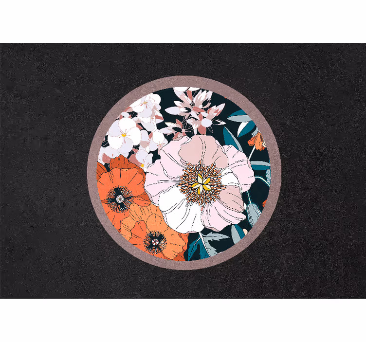 Kitchen roller blind with puppy flowers in a circle - TenStickers