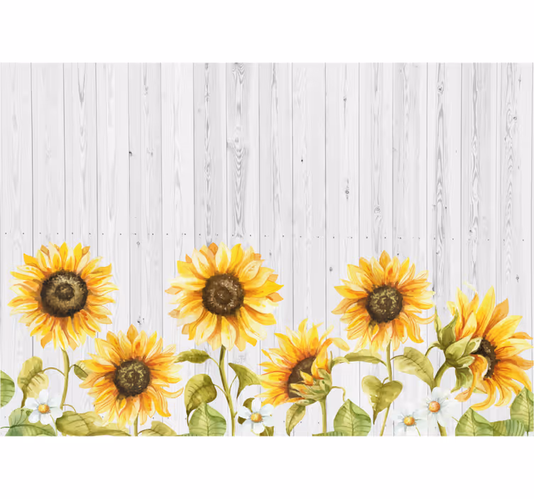 Kitchen roller blind sunflowers on gray wood - TenStickers