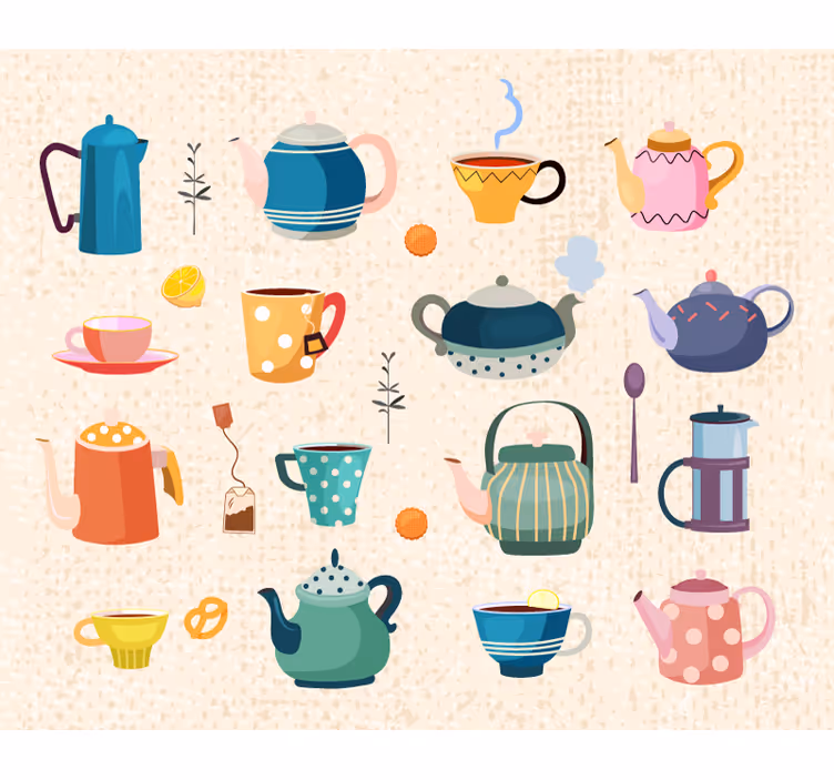 Vintage tea kitchen roller blind - TenStickers