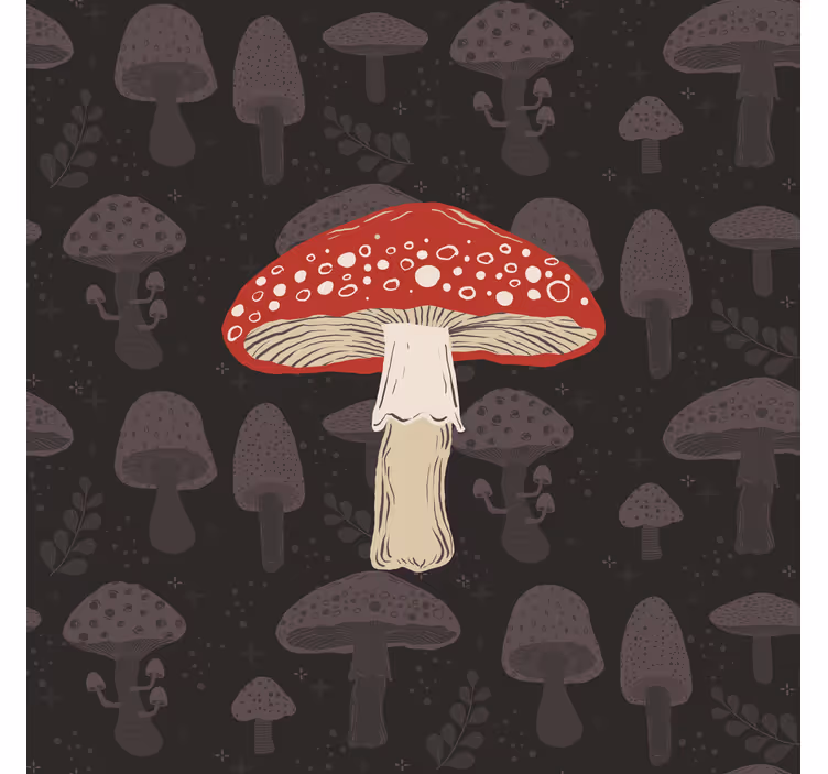 Kitchen roller blind with hand-drawn mushroom design - TenStickers