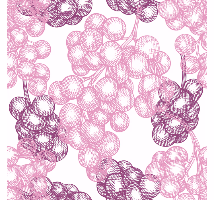 Kitchen roller blind with hand-drawn pink and purple grapes - TenStickers