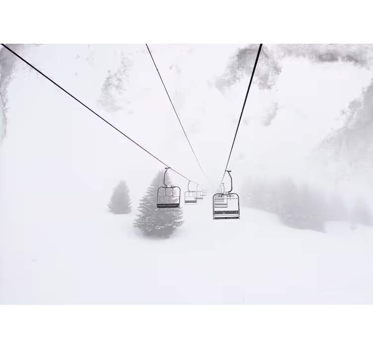 White roller blind photography of cable car on snow - TenStickers
