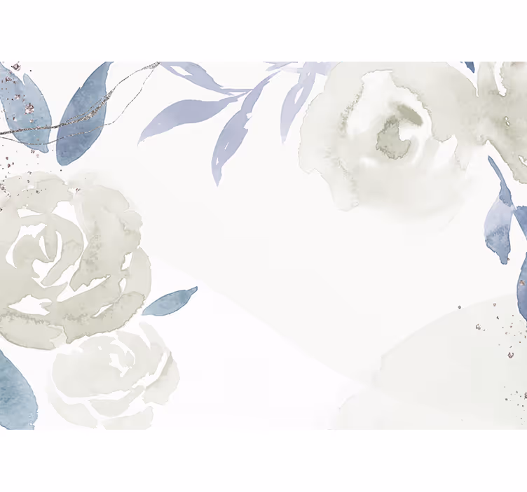 White roller blind with floral decor illustration - TenStickers