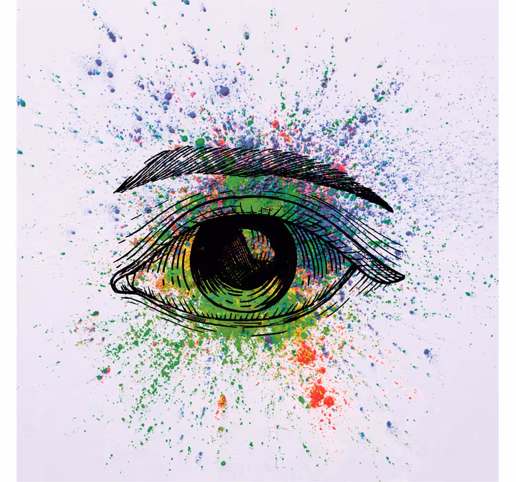 Living room roller blind with abstract colorful eyes - TenStickers