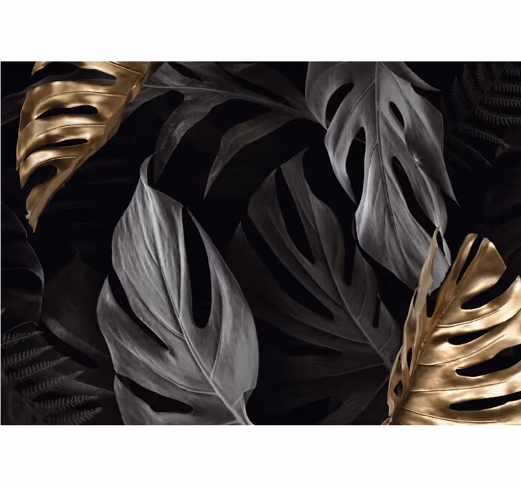 Living room roller blind with elegant tropical leaves - TenStickers