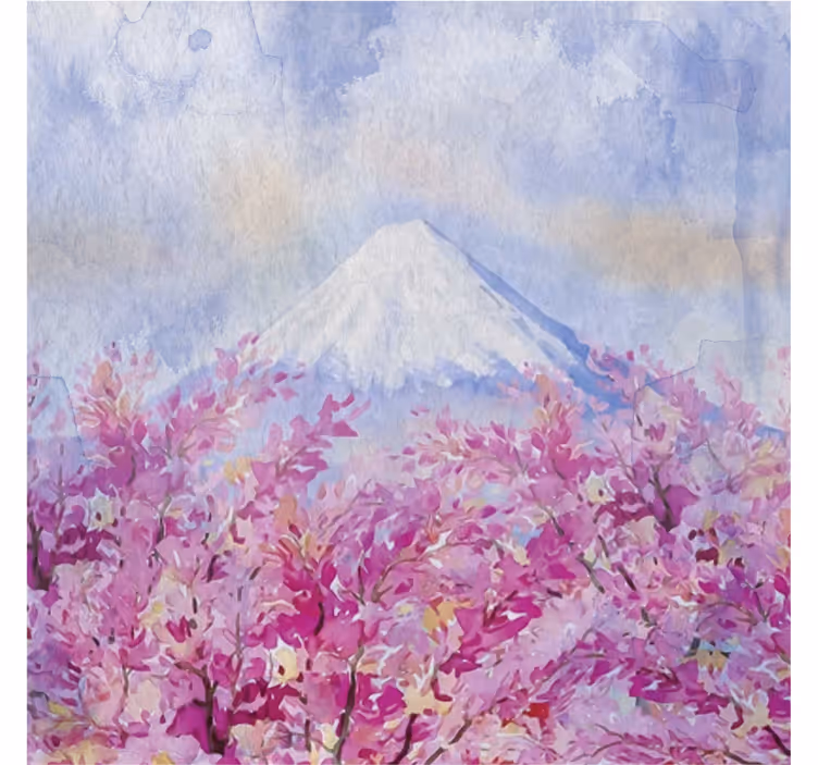 Living room roller blind cherry blossom scene - TenStickers