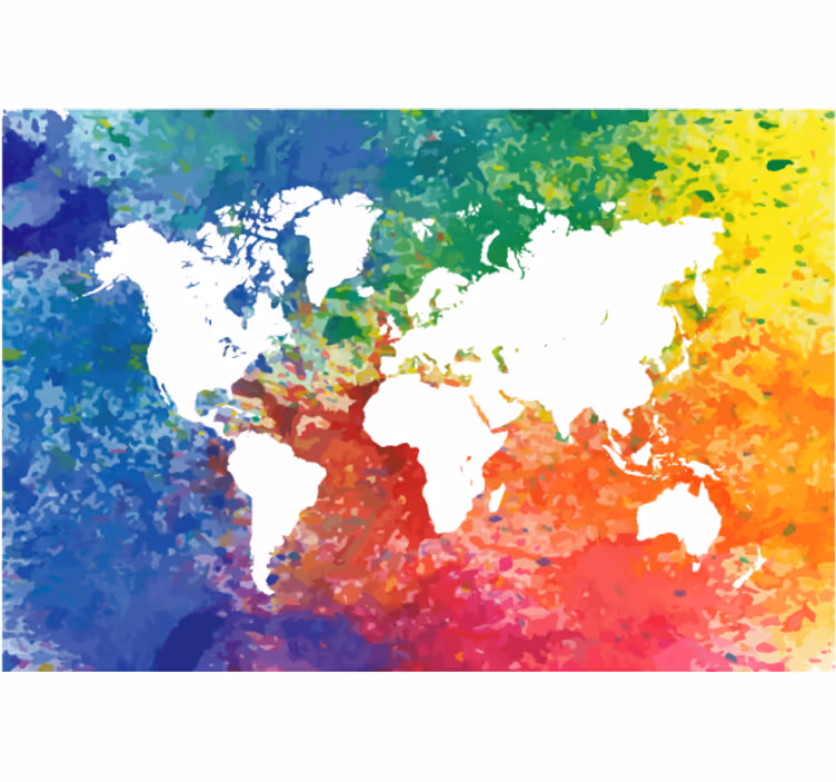 Living room roller blind artistic colorful world map - TenStickers