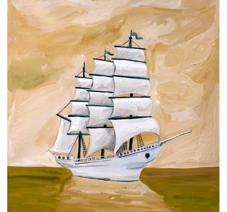 Living room roller blind ghost ship contemporary art - TenStickers