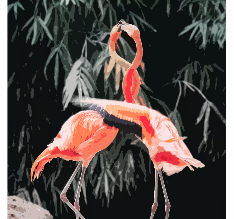 Living room roller blind with beautiful flamingos - TenStickers