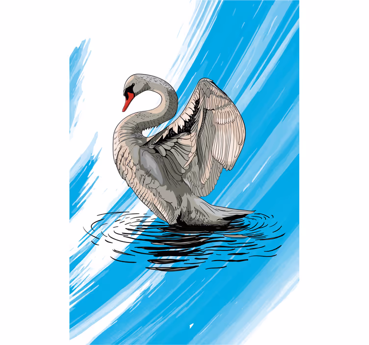 Living room roller blind drawn swan design - TenStickers