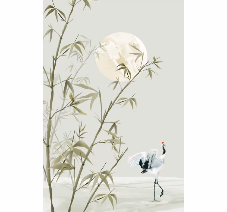 Living room roller blind bamboo art - TenStickers